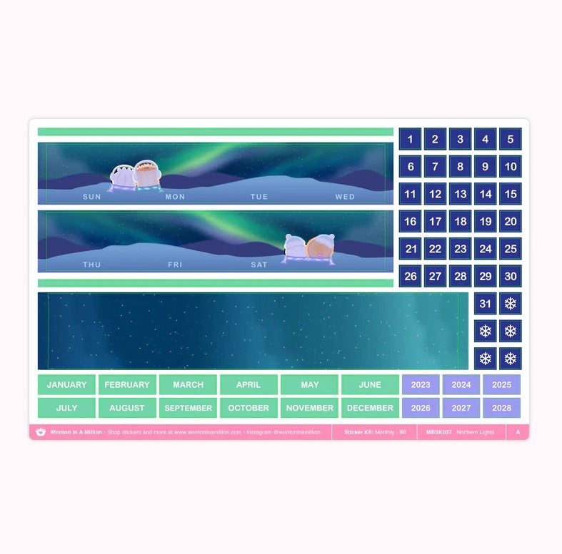 Iceland - Northern Lights | Monthly Sticker Kit (B6)