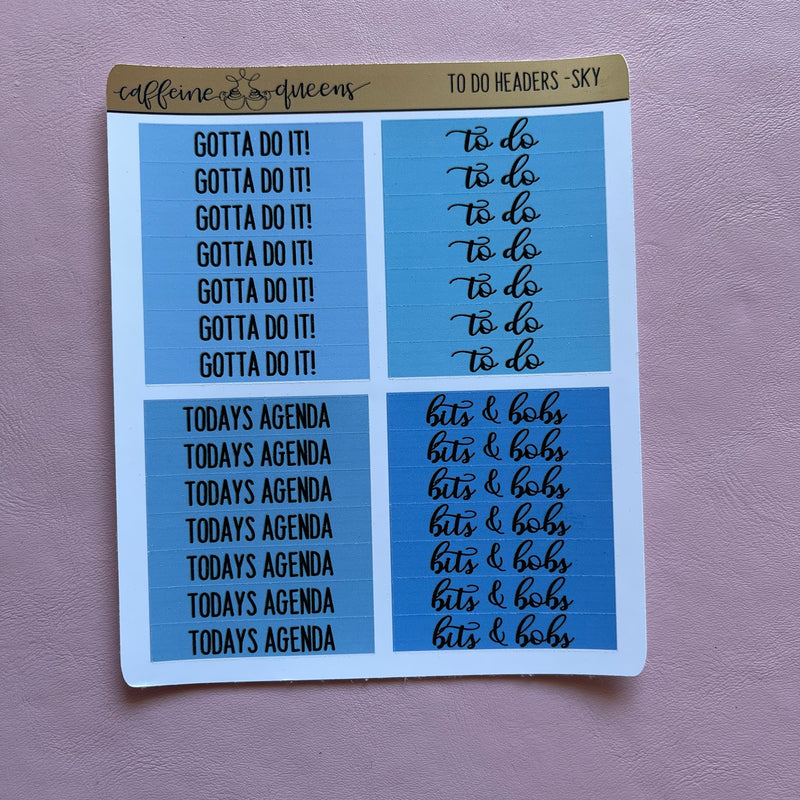 To Do Headers | Sticker Sheet