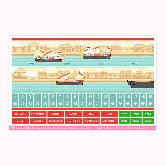 Italy - Venetian Canal | Monthly Sticker Kit (A5W)