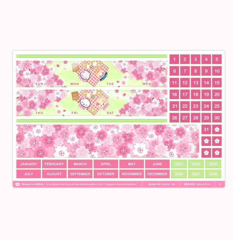 Japan - Sakura Picnic | Monthly Sticker Kit (B6)