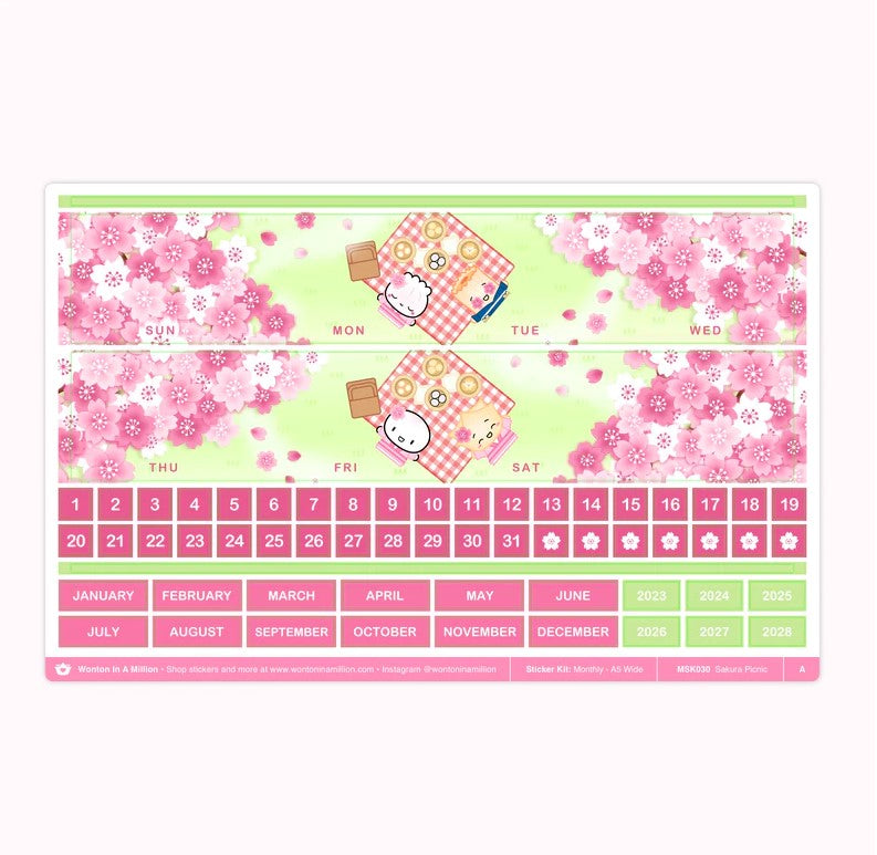 Japan - Sakura Picnic | Monthly Sticker Kit (A5W)