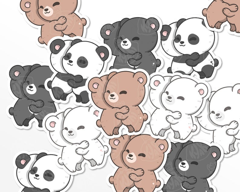 Kawaii Bear Hug | Stickers