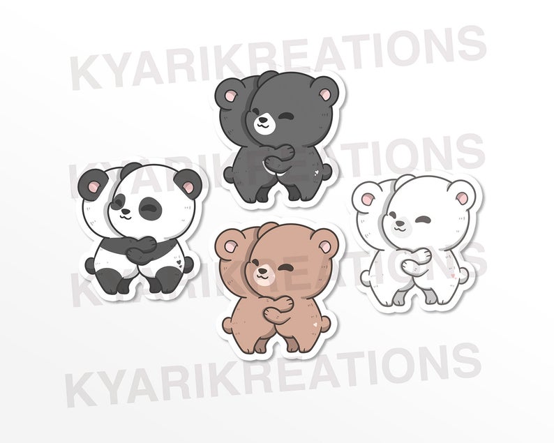 Kawaii Bear Hug | Stickers