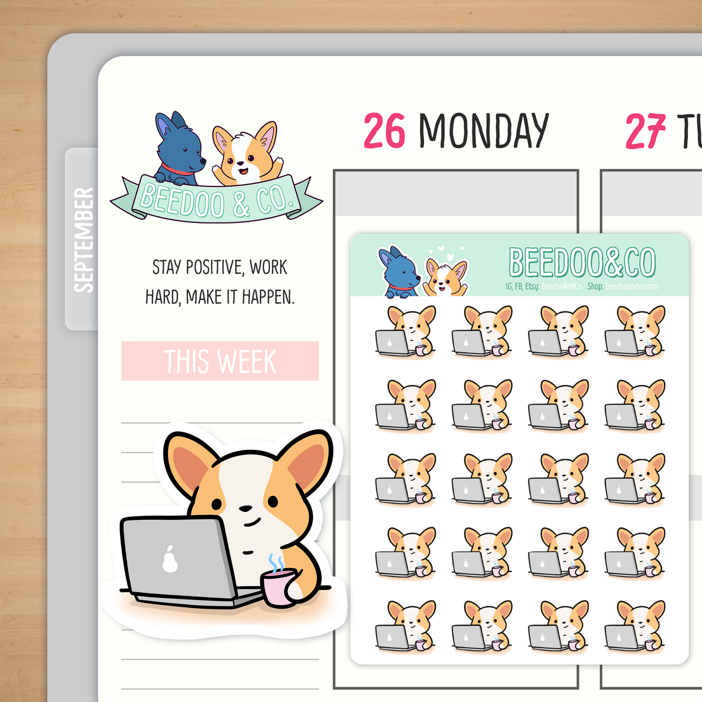 Miso Corgi Laptop | Sticker Sheet