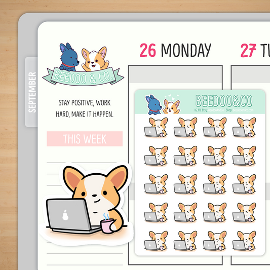 Miso Corgi Laptop | Sticker Sheet