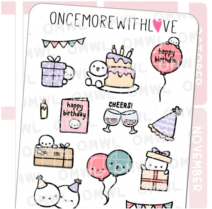 Large Birthday Doodles | Sticker Sheet