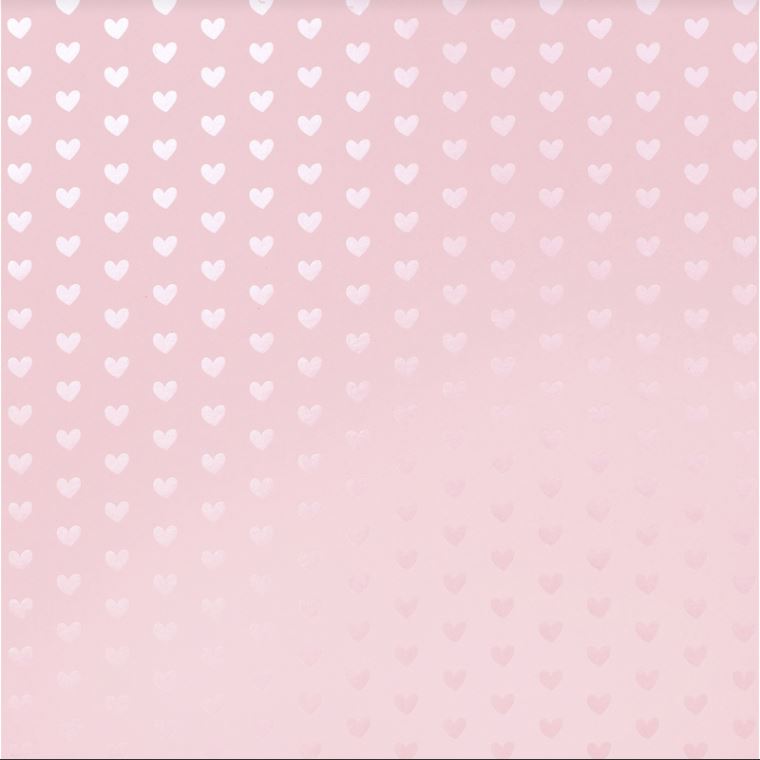 Light Pink - Tone-On-Tone Heart Foil | 12x12 Patterned Paper