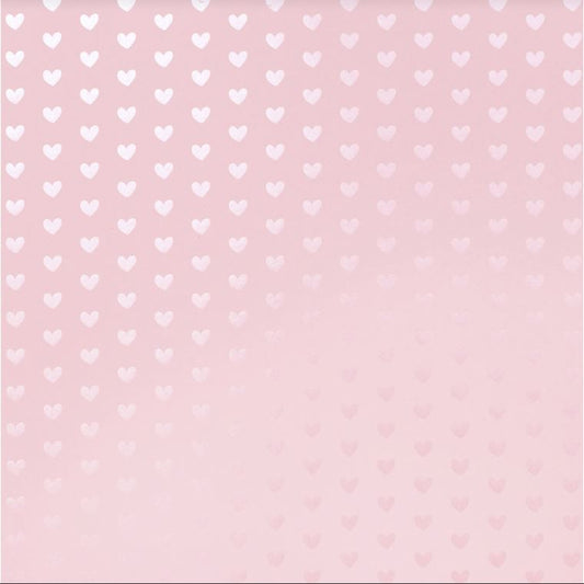 Light Pink - Tone-On-Tone Heart Foil | 12x12 Patterned Paper