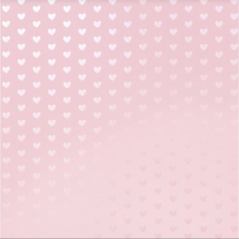 Light Pink - Tone-On-Tone Heart Foil | 12x12 Patterned Paper