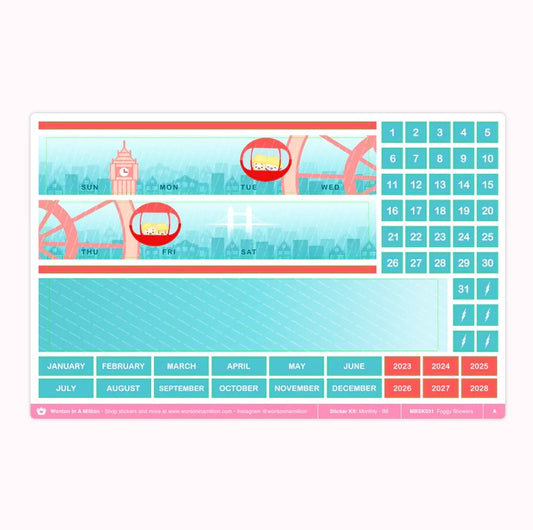 London - Foggy Showers | Monthly Sticker Kit (B6)