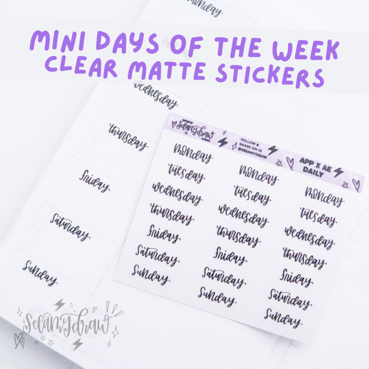 SAD Script Mini Days Of The Week | Clear Matte Sticker Sheet