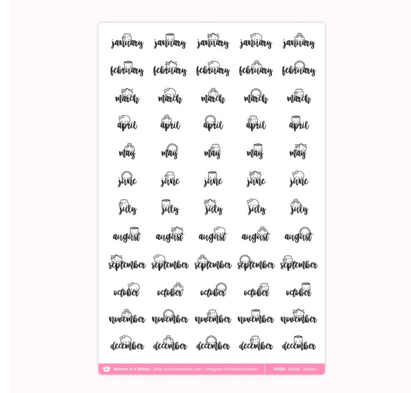 Months of the Year Scripts | Washi Sticker Sheet
