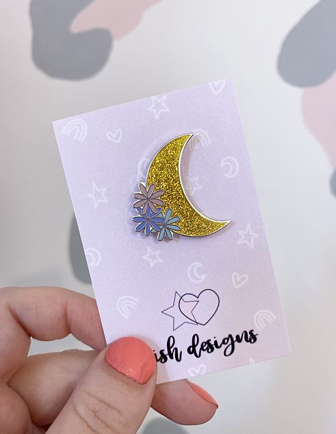 Moon & Flowers | Enamel Pin