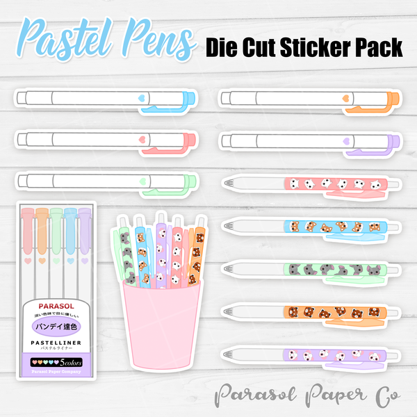 Pastel Pens | Die Cut Sticker Pack
