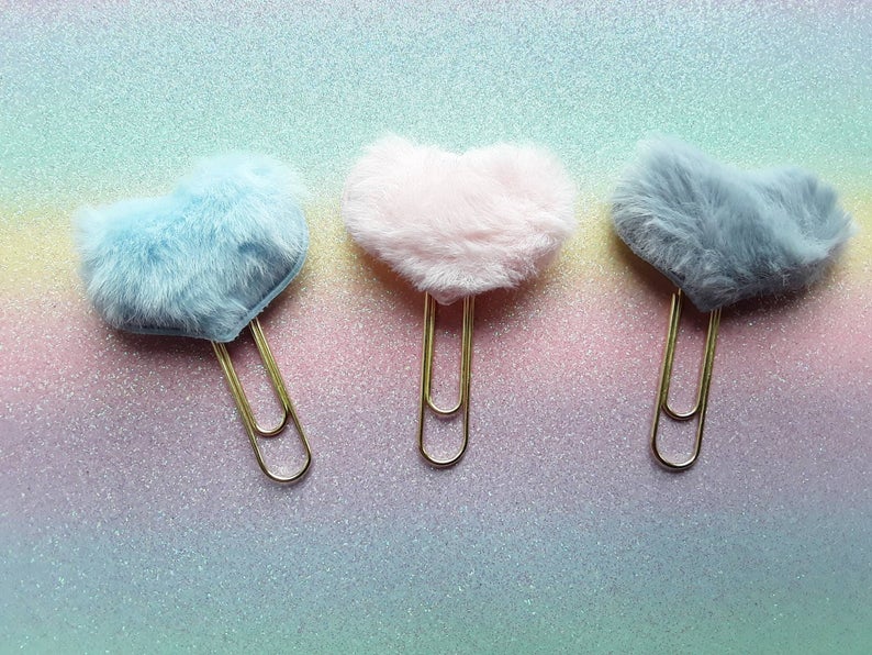 PINK Soft Fluffy Heart | Planner Clip