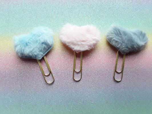 PINK Soft Fluffy Heart | Planner Clip