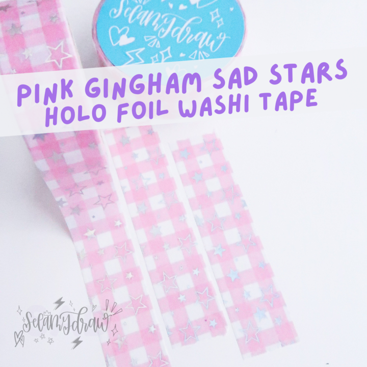 Pink Gingham SAD Stars | Washi