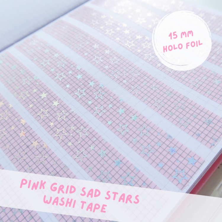 Pink Grid SAD Stars | Washi