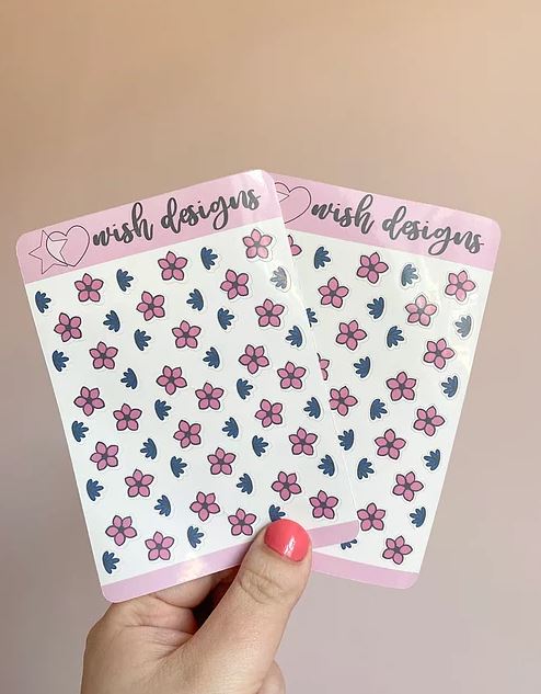 Pink & Navy Flowers | Sticker Sheet
