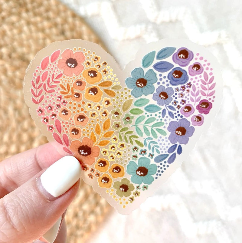 Pride Rainbow Floral Heart | Sticker