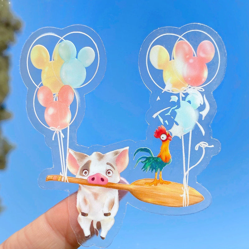 Pua Hei Hei Mickey Balloon | Transparent Sticker