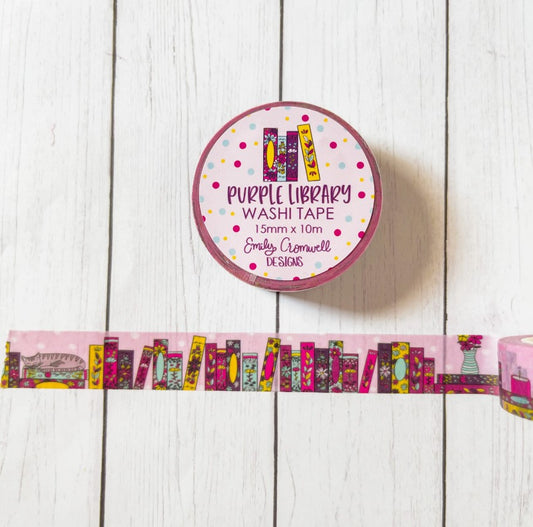 Purple Library Book Stack | Washi