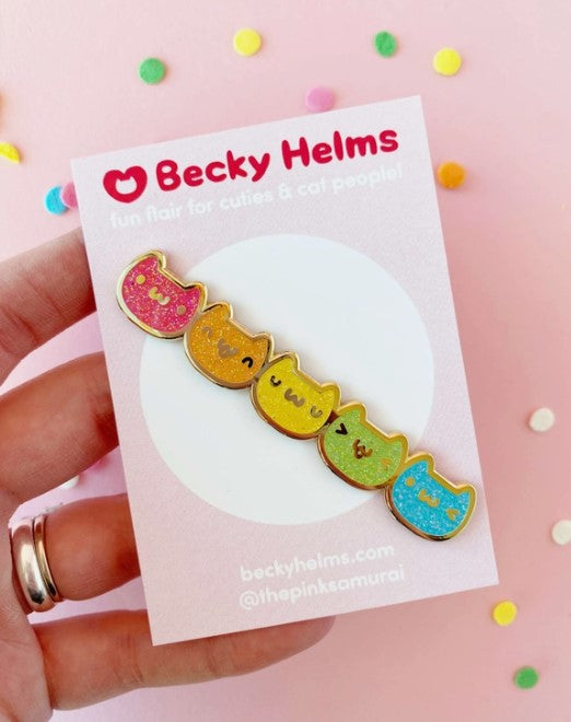 Rainbow Glitter Faces | Enamel Pin