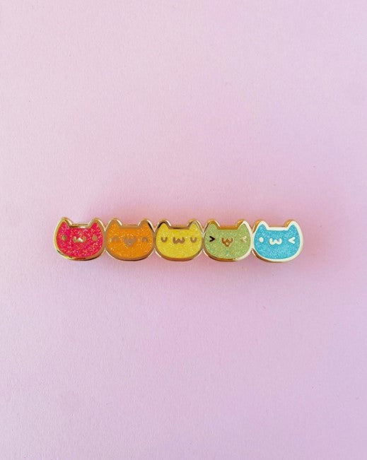 Rainbow Glitter Faces | Enamel Pin