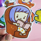 Whimsical Cat Reading | Vinyl Sticker