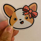 Miso The Corgi Wearing A Red Bow | Vinyl Sticker