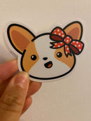 Miso The Corgi Wearing A Red Bow | Vinyl Sticker