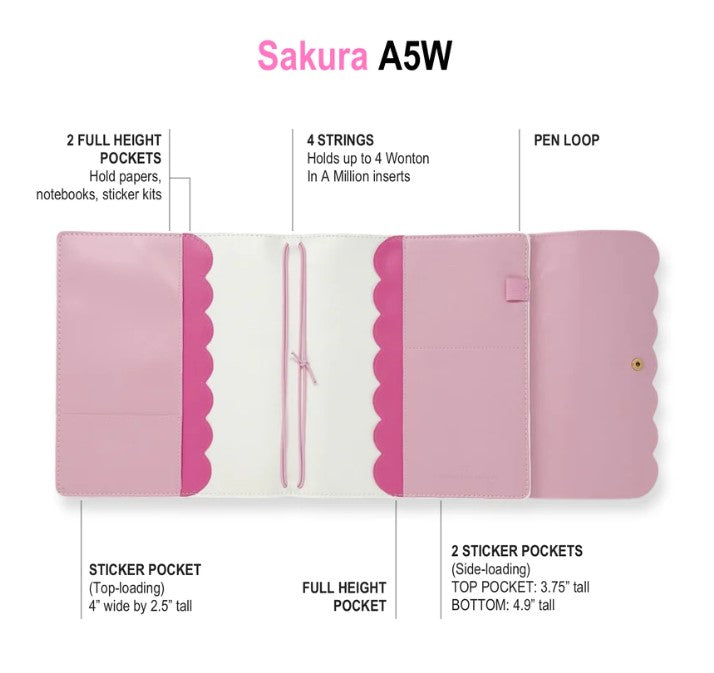 Sakura - A5W Leather Planner Cover