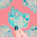 Shark Ocean Dreamy Liquid | Glitter Vinyl Sticker