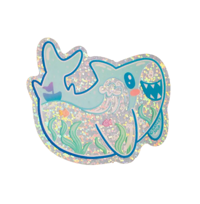 Shark Ocean Dreamy Liquid | Glitter Vinyl Sticker