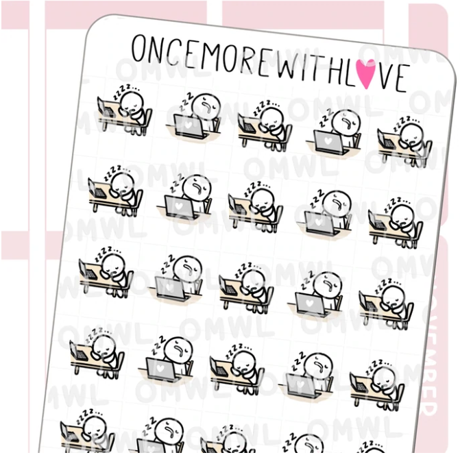 Sleeping On The Job Tired | Sticker Sheet