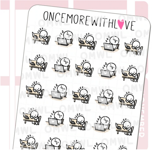 Sleeping On The Job Tired | Sticker Sheet
