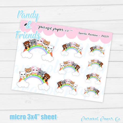 Pandy and Friends - Sparkle Rainbow | Sticker Sheet
