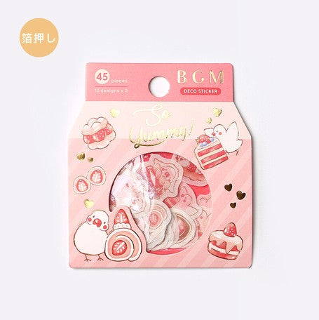 Strawberries - Washi Paper Flake Stickers