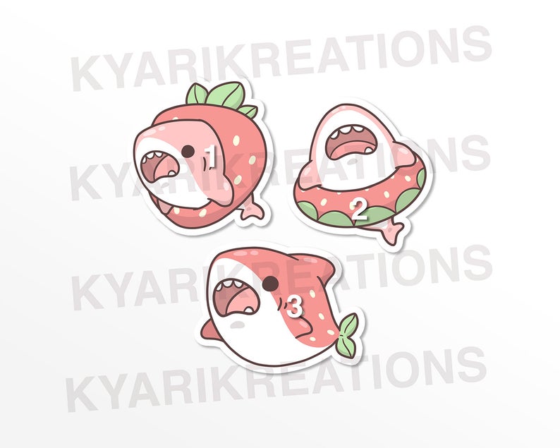 Cute Strawberry Sharks | Stickers