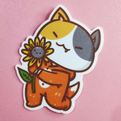 Cat and Sunflower | Vinyl Sticker