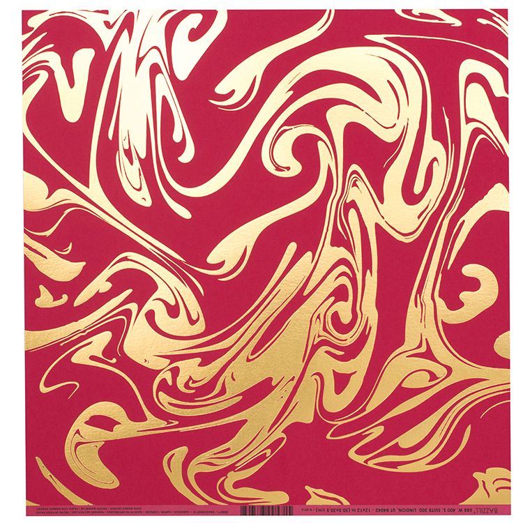 Dark Pink - Gold Marble Foil | 12x12 Patterned Paper
