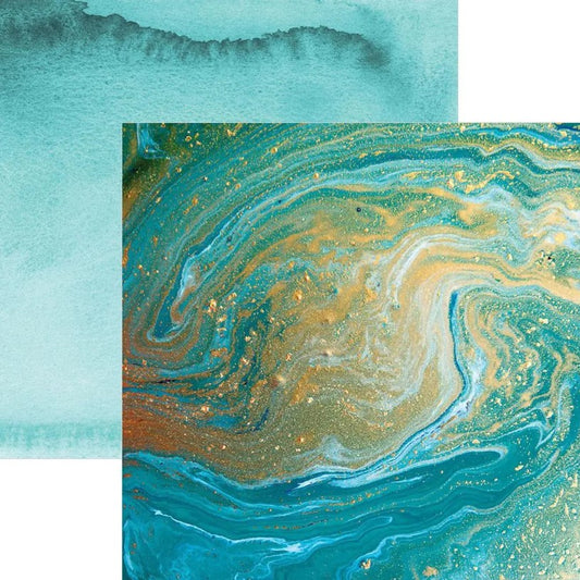 Teal Marble | 12x12 Scrapbook Paper
