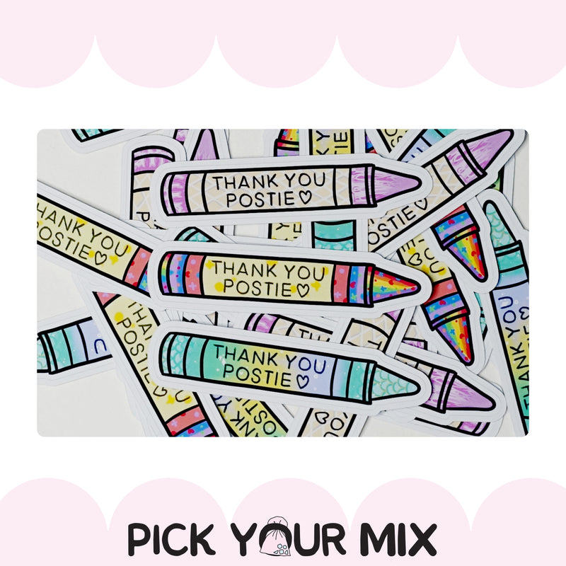 Thank You Postie - Crayon | Sticker Flake (set of 12)