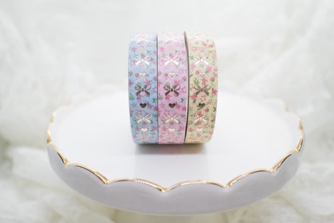 Tiny Floral Vertical Bow | Washi (set of 3)