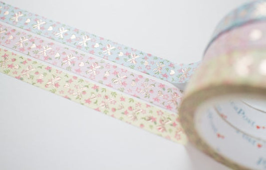 Tiny Floral Vertical Bow | Washi (set of 3)