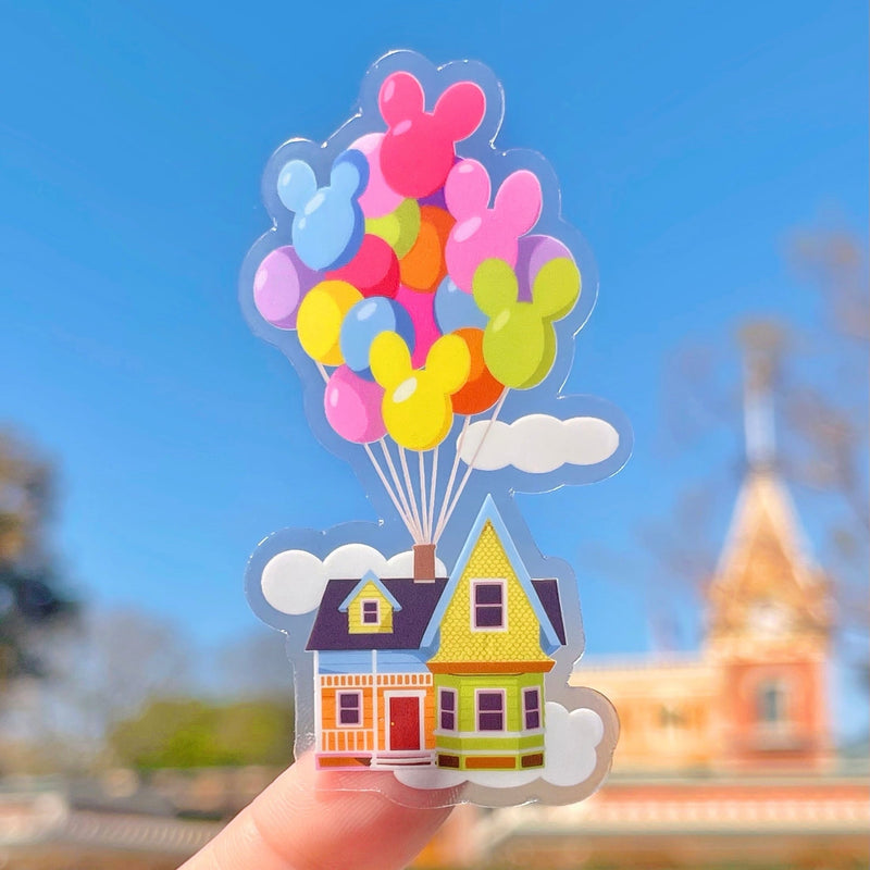 Up House Mickey Balloon | Transparent Sticker