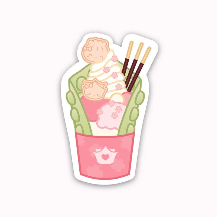 Matcha Sakura - Egg Waffle Dessert | Vinyl Sticker