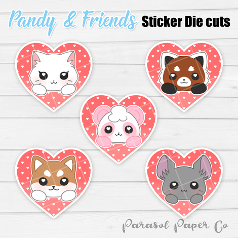 Pandy and Friends - Valentine's Day Heart | Die Cut Sticker