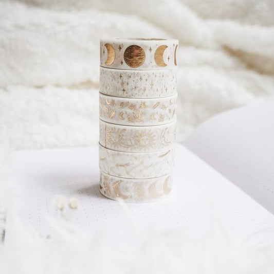 Sun & Moons - White and Gold | Washi