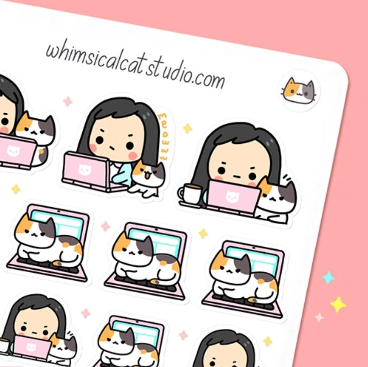 Work From Home With Cat | Sticker Sheet